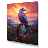 Pink and yellow Tropical Toucan jungle sunset - Toucan Framed Canvas Art