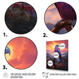 Pink and yellow Tropical Toucan jungle sunset - Toucan Framed Canvas Art