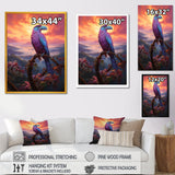 Pink and yellow Tropical Toucan jungle sunset - Toucan Framed Canvas Art