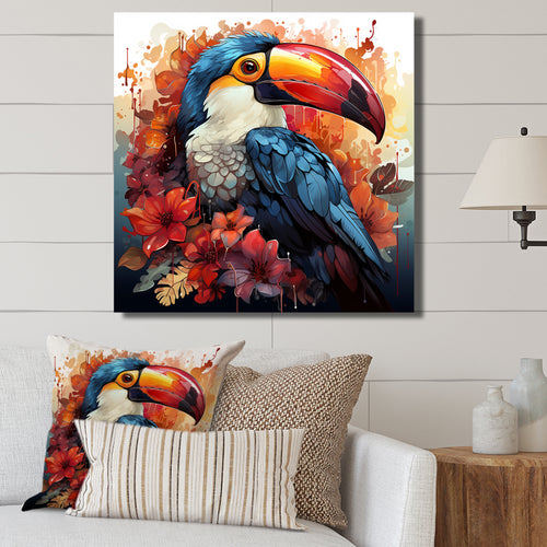 Blue and red Tropical Toucans - Toucan Canvas Wall Art