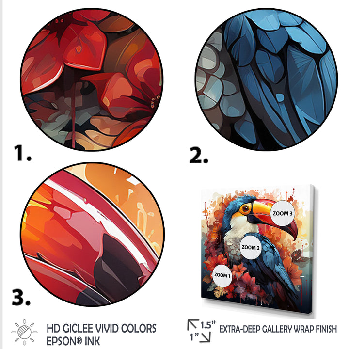 Blue and red Tropical Toucans - Toucan Canvas Wall Art