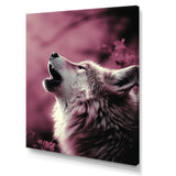 Pink Howling wolf at sunset - Wolf Wall Decor