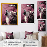Pink Howling wolf at sunset - Wolf Wall Decor
