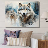 Snow Wolves in winter I - Animals Canvas Wall Art