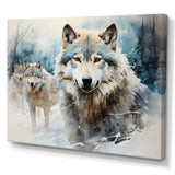 Snow Wolves in winter I - Animals Canvas Wall Art