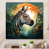 Elegant sunset Zebra portrait - Zebra Framed Canvas Art