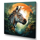 Elegant sunset Zebra portrait - Zebra Framed Canvas Art