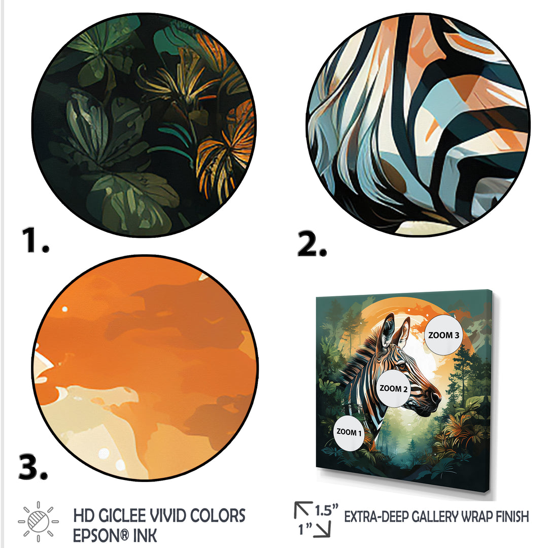 Elegant sunset Zebra portrait - Zebra Framed Canvas Art
