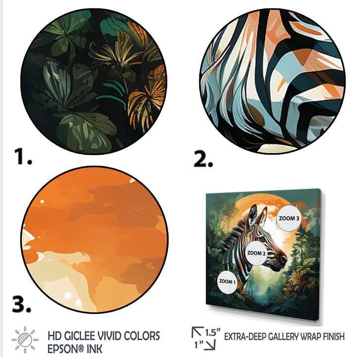 Elegant sunset Zebra portrait - Zebra Framed Canvas Art