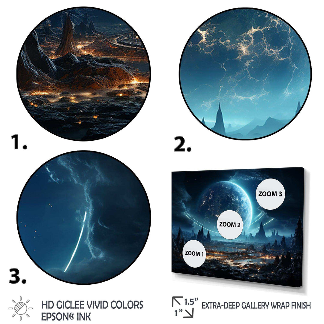 White and blue cosmic space landscape I - Astronomy &amp; Space Canvas Wall Art