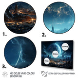 White and blue cosmic space landscape I - Astronomy & Space Canvas Wall Art