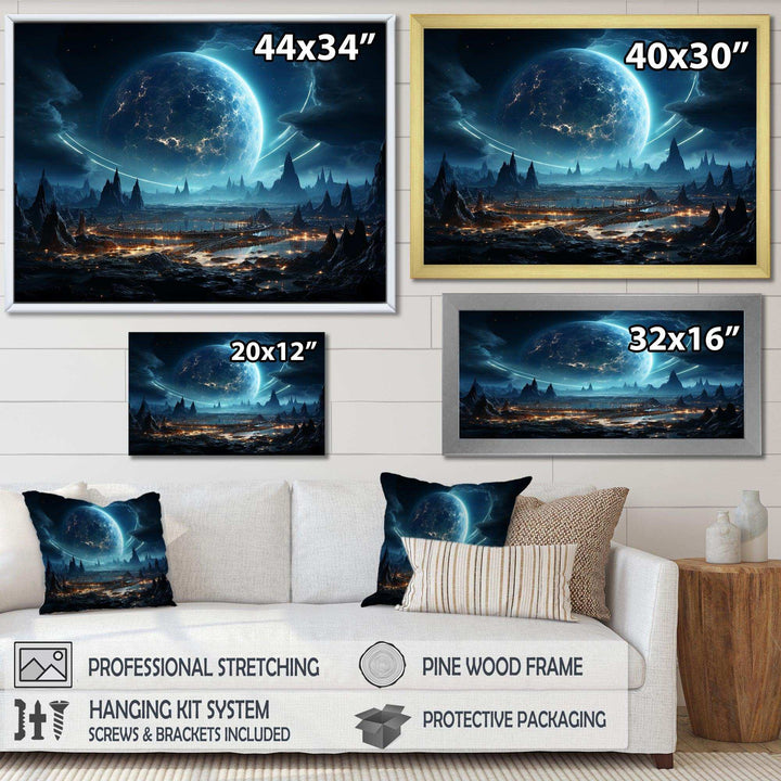 White and blue cosmic space landscape I - Astronomy &amp; Space Canvas Wall Art