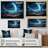 White and blue cosmic space landscape I - Astronomy & Space Canvas Wall Art