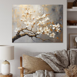 Gold and Grey floral tree serenity - Bird Wall Art Prints