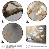 Gold and Grey floral tree serenity - Bird Wall Art Prints