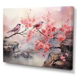 Sakura Pink birds on pink blossom tree - Pink Bird Wall Art