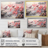 Sakura Pink birds on pink blossom tree - Pink Bird Wall Art