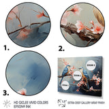 Sakura blue birds on pink blossom tree - Bird Framed Canvas Art