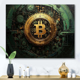 Gold and green bitcoin Crypto Currency - Fashion Canvas Wall Art