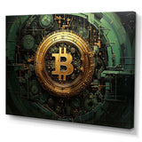 Gold and green bitcoin Crypto Currency - Fashion Canvas Wall Art