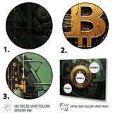 Gold and green bitcoin Crypto Currency - Fashion Canvas Wall Art