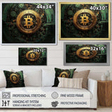 Gold and green bitcoin Crypto Currency - Fashion Canvas Wall Art