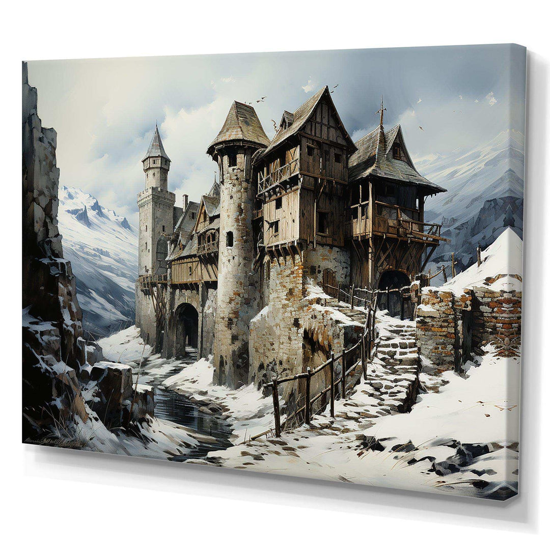 Mediaval Castle in winter charm I - Architecture Canvas Wall Art