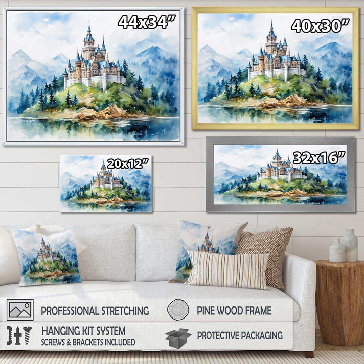 Middle Ages Castle mountains - Architecture Canvas Wall Art