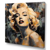 Vintage yellow and beige Marilyn Manroe III - Fashion Canvas Wall Art