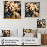 Vintage yellow and beige Marilyn Manroe III - Fashion Canvas Wall Art