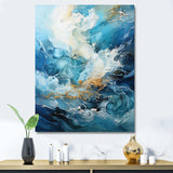 Modern blue goldn Wave Symphony II - Abstract Canvas Wall Art