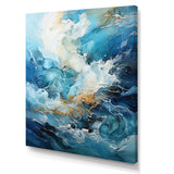 Modern blue goldn Wave Symphony II - Abstract Canvas Wall Art