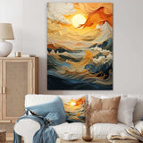 Orange bold waterfall sunrise III - Abstract Canvas Wall Art