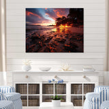 Pink and orange coastal sky I - Coastal Canvas Wall Art