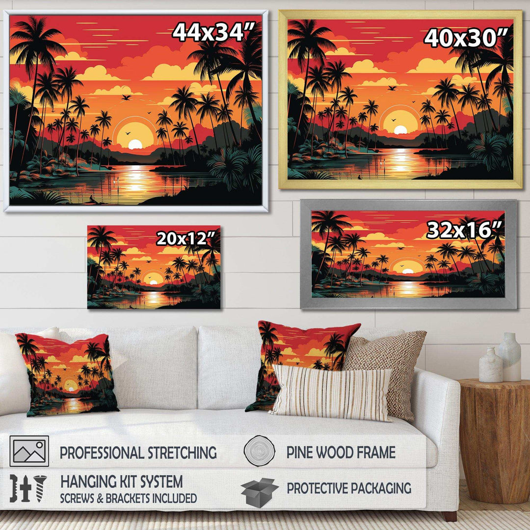 Orange Sunset bold landscape I - Coastal Canvas Wall Art