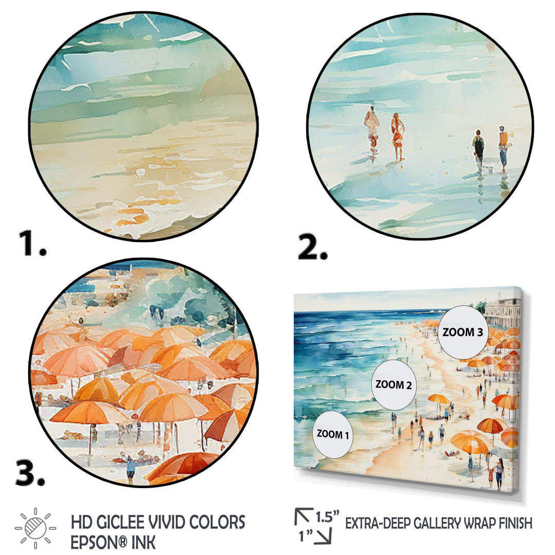Beach Day umbrella parade V - Beach Canvas Wall Art