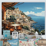 Capri Italy Blue A Mediterranean village I - Landscapes Canvas Wall Art