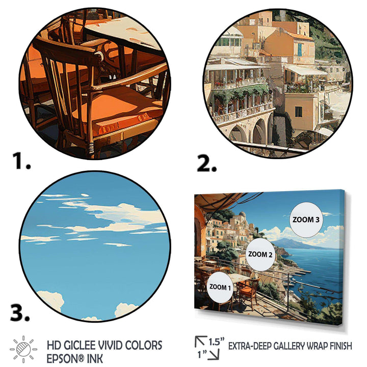 Capri Italy Blue A Mediterranean village I - Landscapes Canvas Wall Art