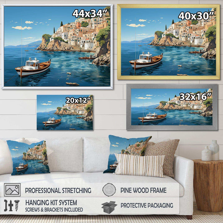 Capri Italy Blue A Mediterranean village III - Landscapes Canvas Wall Art