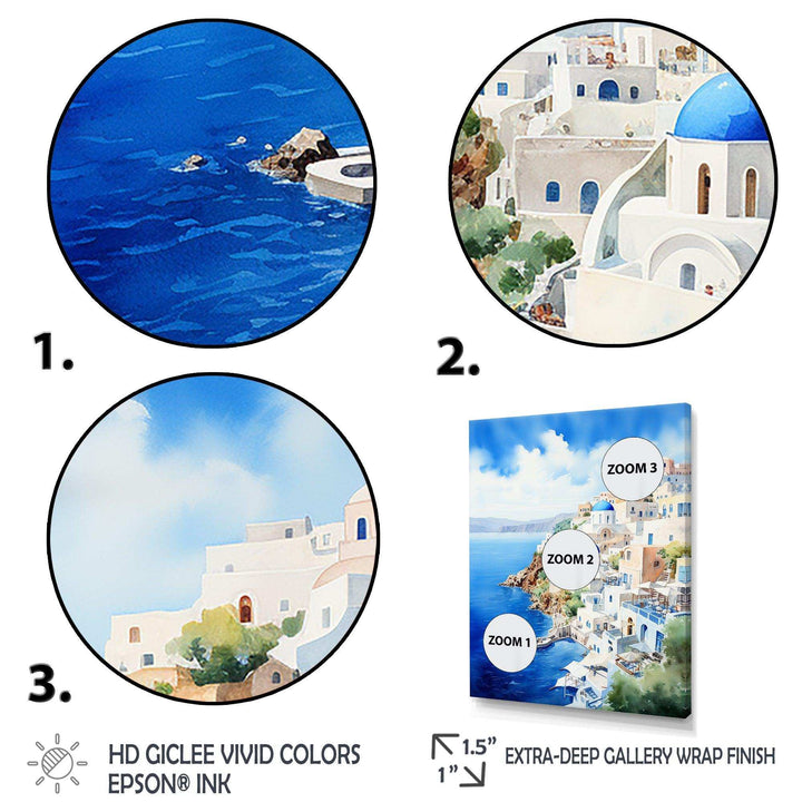 Coastal village of Santorini in Greece 1 - Landscapes Canvas Wall Art