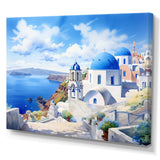 Santorini Greece coastal village serenity  II - Landscapes Canvas Wall Art