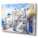 Blue and white Santorini village  I - Landscapes Canvas Wall Art