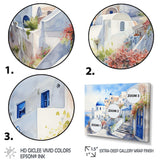 Blue and white Santorini village  I - Landscapes Canvas Wall Art