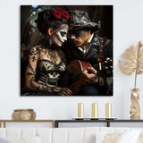 Roses Day of the dead Mexican portrait II - Fashion Canvas Wall Art