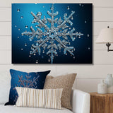 Blue snowflake holiday II - Landscapes Canvas Wall Art