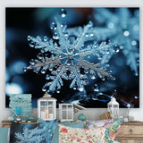 Blue snowflake holiday III - Landscapes Canvas Wall Art