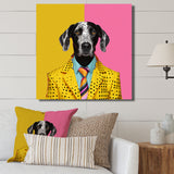 Yellow and pink Fashion first suited dog - Pink Dog Wall Art