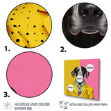 Yellow and pink Fashion first suited dog - Pink Dog Wall Art