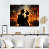 Black and orange Harlem Renaissance jazz couple - People Canvas Wall Art