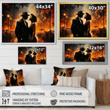 Black and orange Harlem Renaissance jazz couple - People Canvas Wall Art